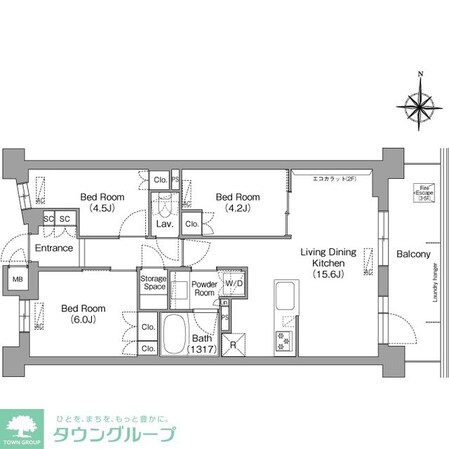 コンフォリア・リヴ八坂富士見の物件間取画像